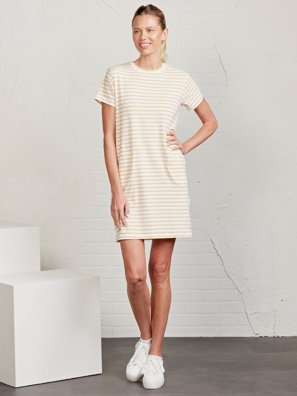 All Day T-Shirt Dress White/Sun Heather / S All Day T-Shirt Dress White/Sun Heather / S