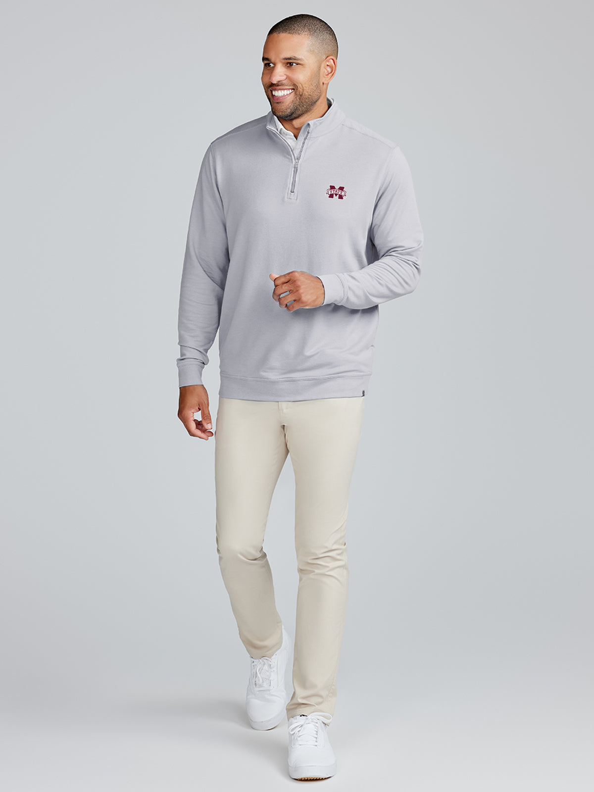 Cloud French Terry Quarter Zip - Mississippi State- tasc Performance (Alloy)