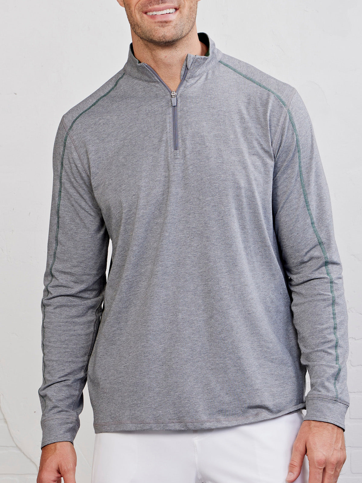 Carrollton Lightweight Quarter Zip Heather Gray/Spruce Heather