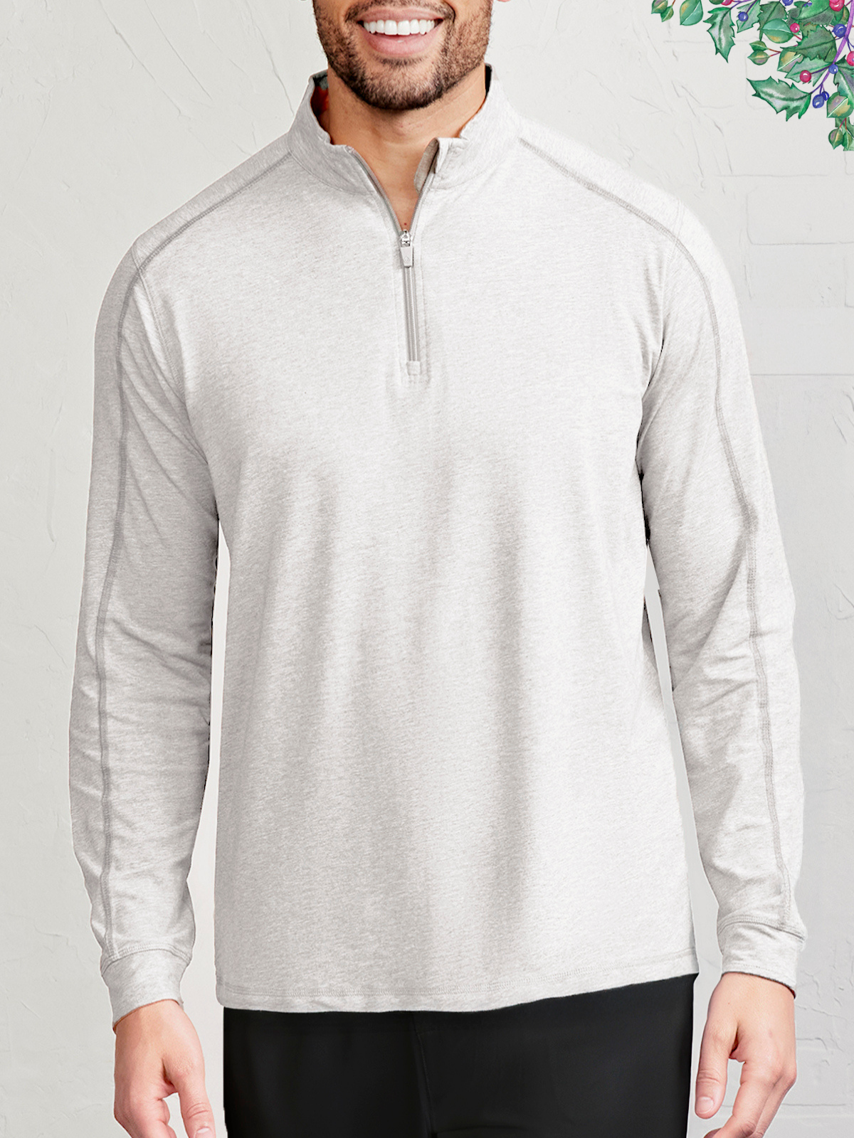 Carrollton Lightweight Quarter Zip Marble Heather/Shark Gray