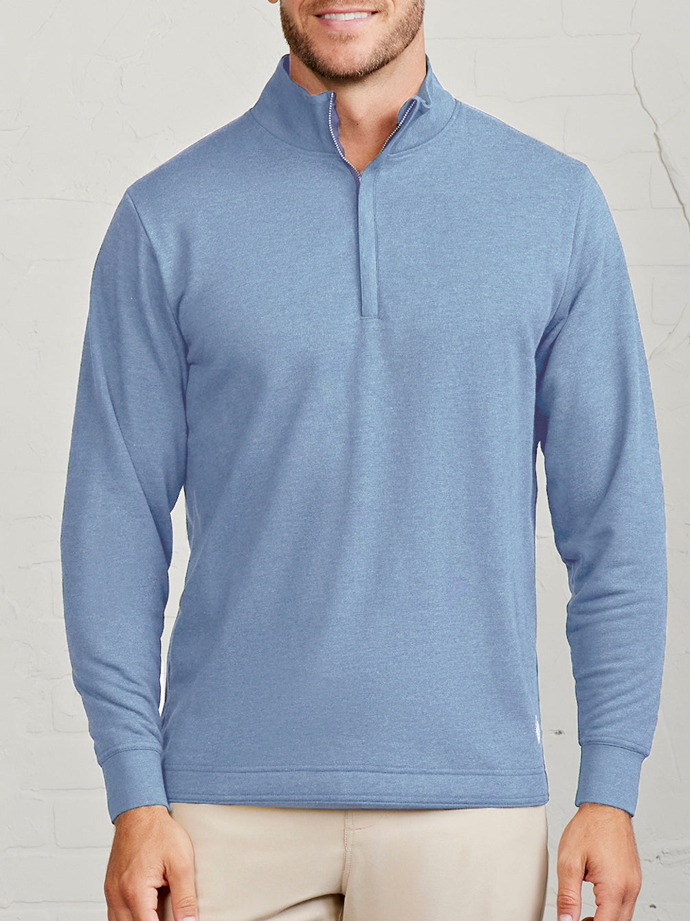 Stadium French Terry Quarter Zip Anchor Heather – tasc Performance