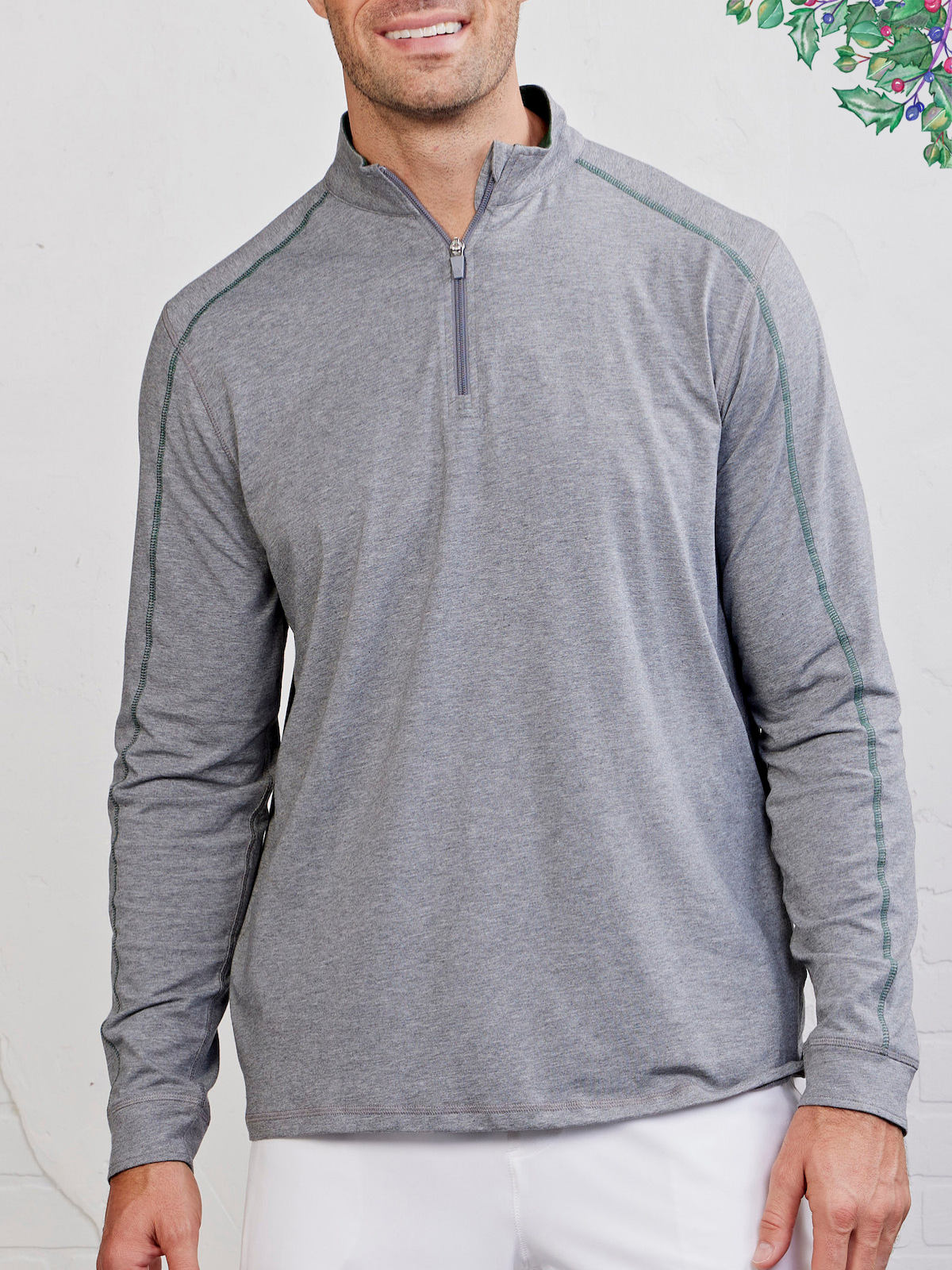 Carrollton Lightweight Quarter Zip - tasc Performance (HeatherGray/SpruceHeather)