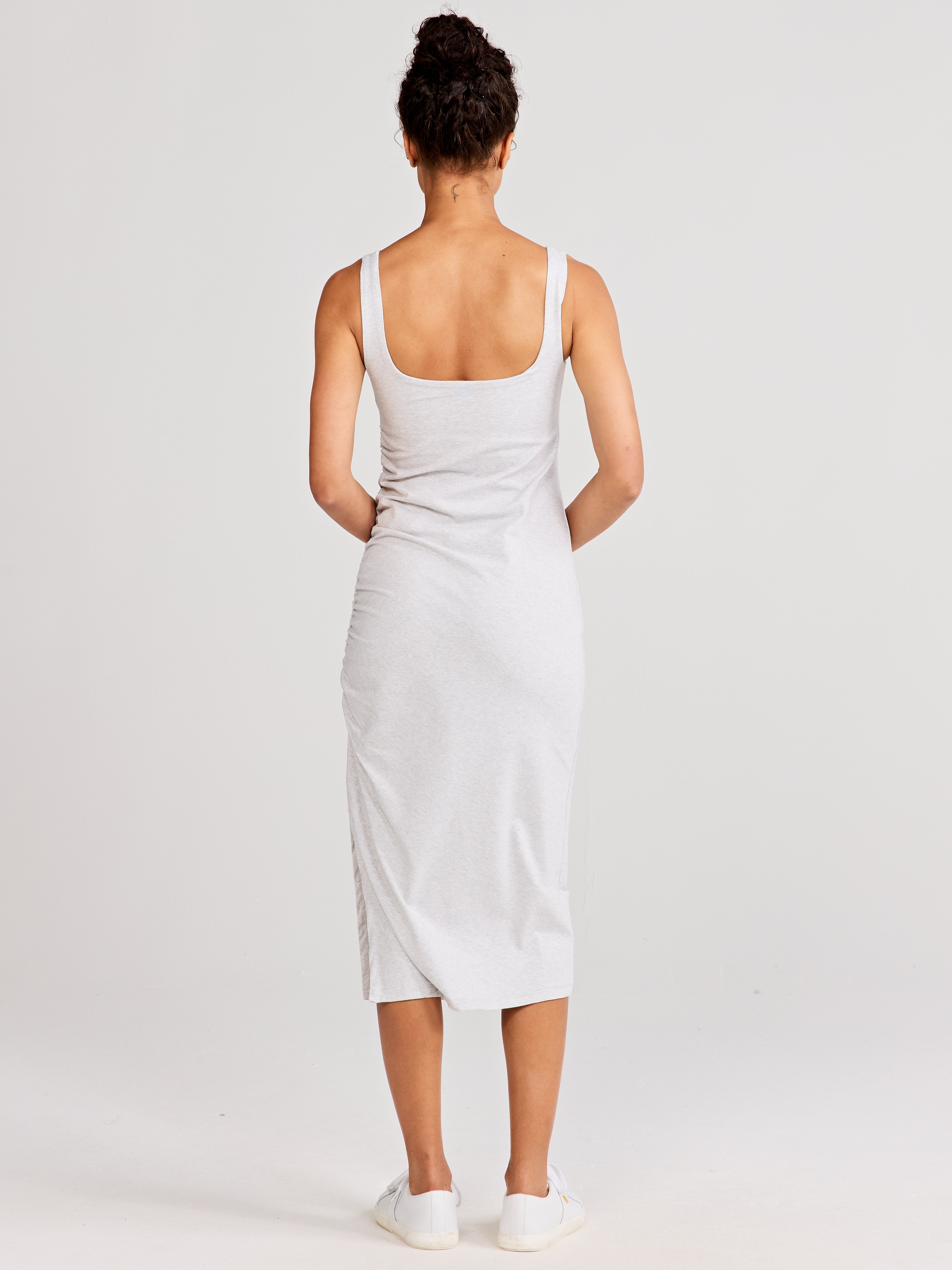ruched midi bodycon dress Metallic Neck Detail Side Ruched Midi Dress