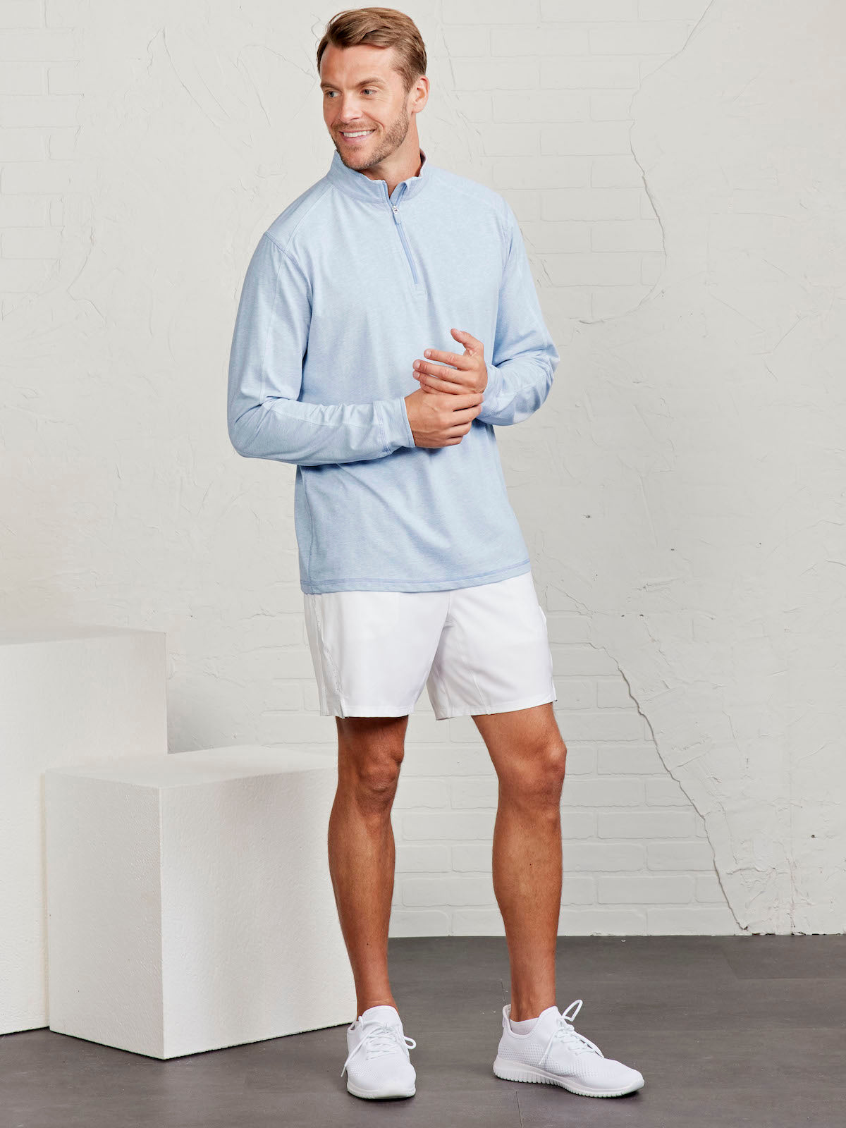 Carrollton Lightweight Quarter Zip Cloud Heather/Marble Heather