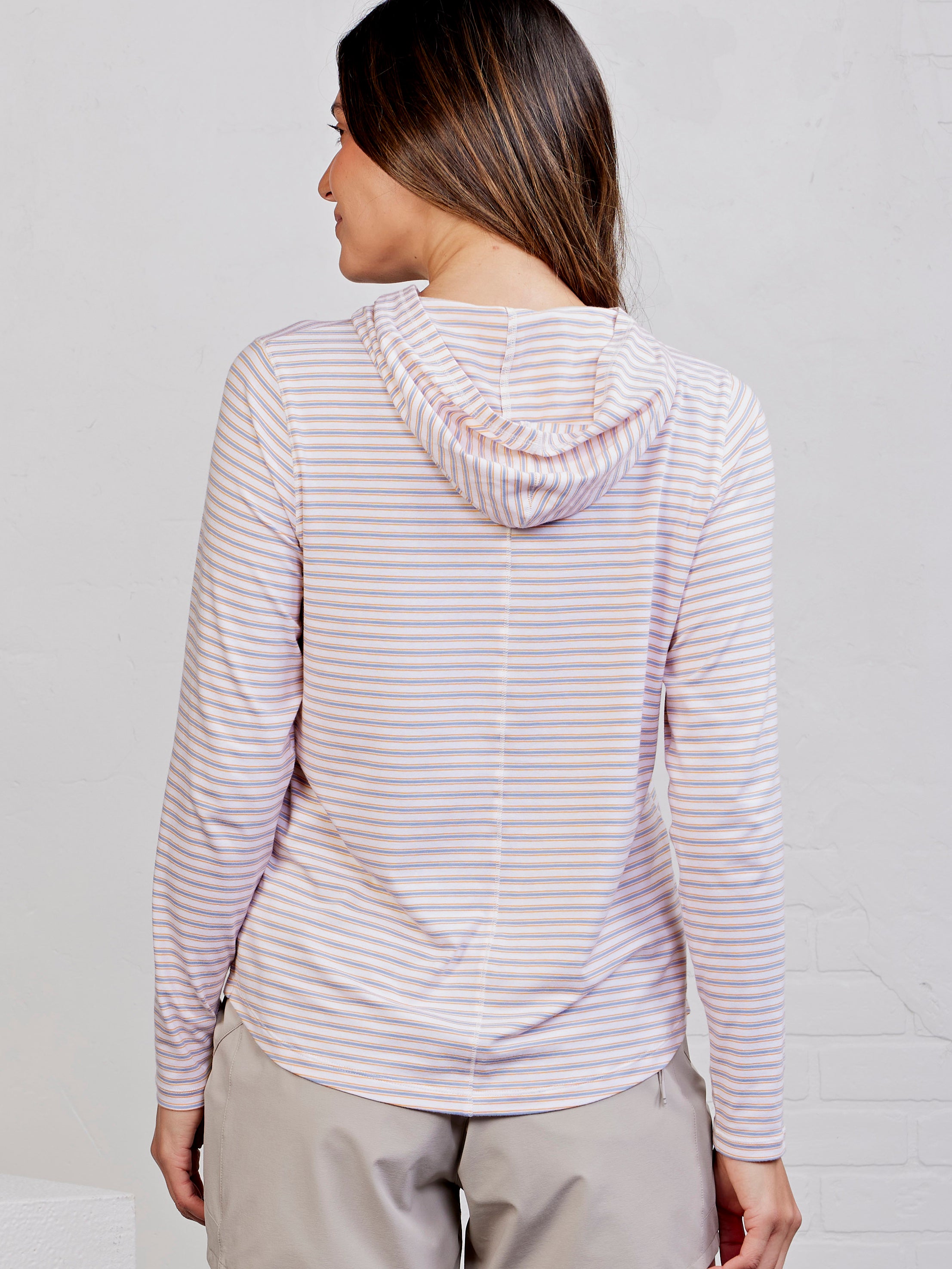 Recess Lightweight Hoodie - Stripe - tasc Performance (White/HeritageBlue/Papaya)
