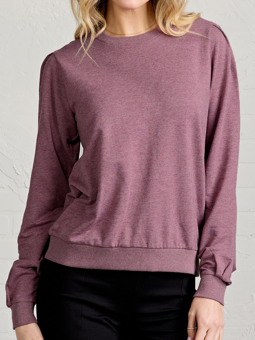 Puff Sleeve Sparkle Sweatshirt tasc Performance (AuroraHeatherSparkle)