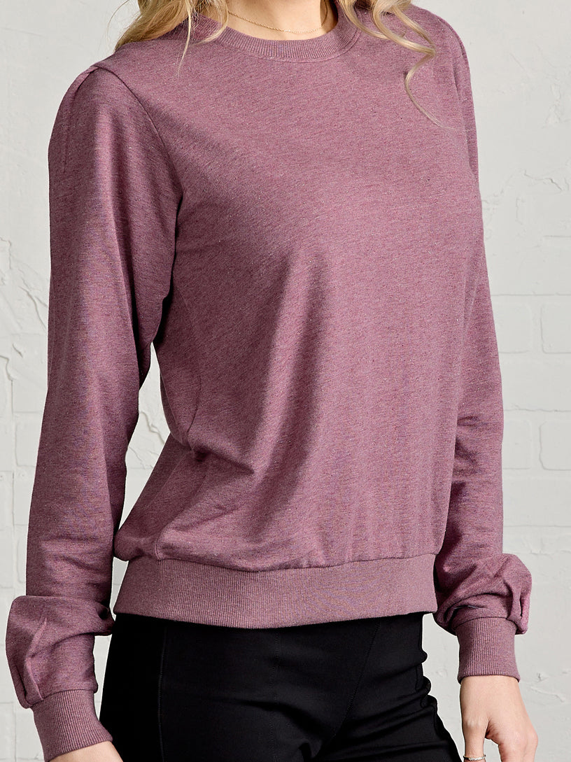 Puff Sleeve Sparkle Sweatshirt tasc Performance (AuroraHeatherSparkle)