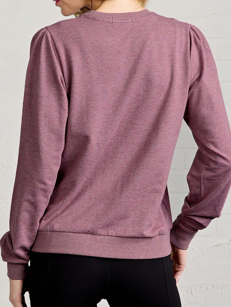Puff Sleeve Sparkle Sweatshirt tasc Performance (AuroraHeatherSparkle)