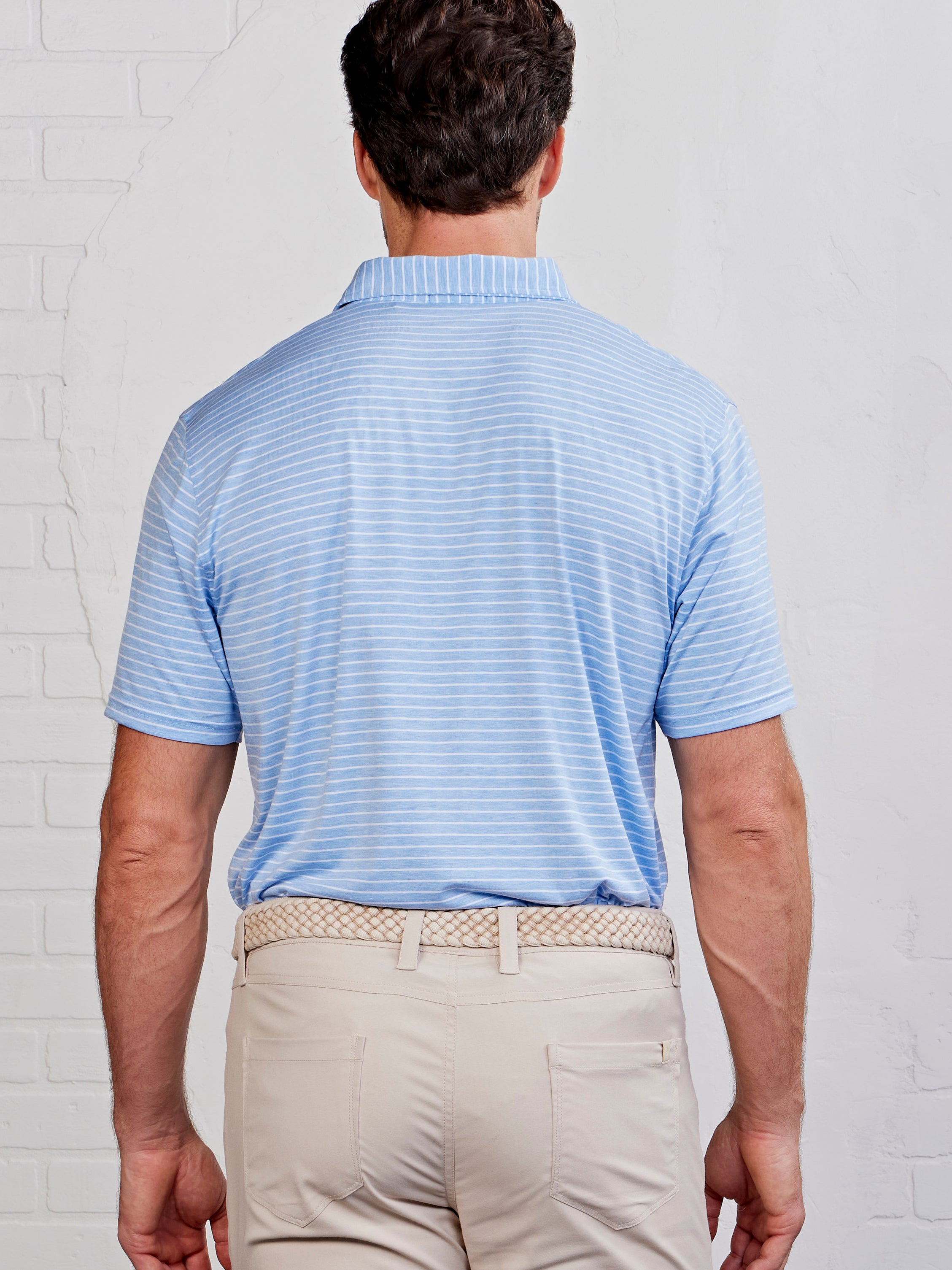 Cloud Lightweight Polo Brookline Stripe - tasc Performance (PolarHeather/White)