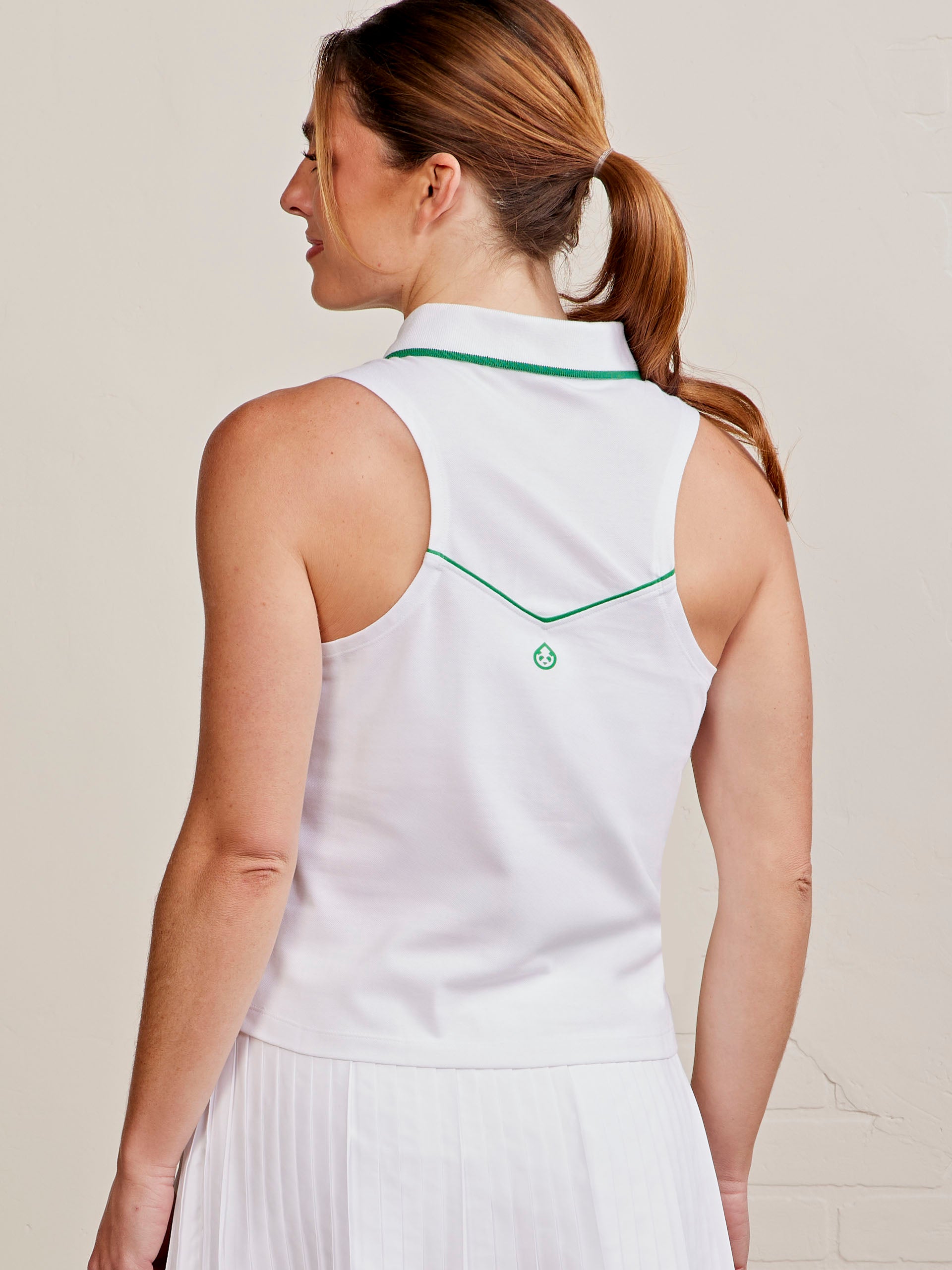 Sleeveless Pique Zip Front Polo - tasc Performance (White/Jungle)