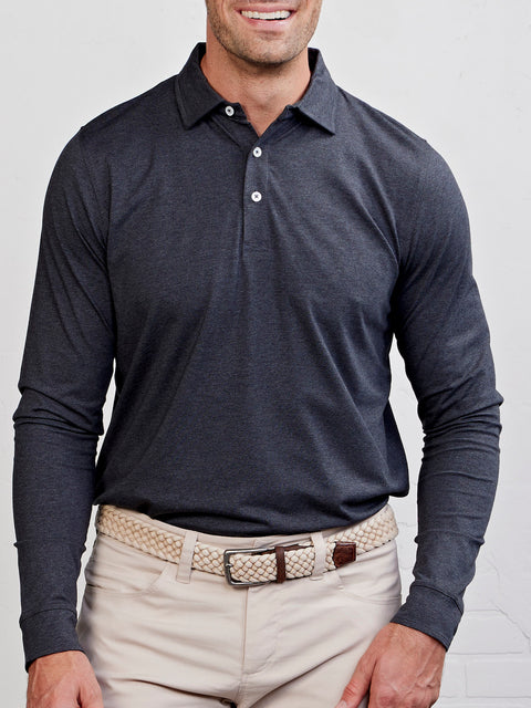 Tasc Men's Polos: Westport Long Sleeve Polo - Size S in Iron Heather