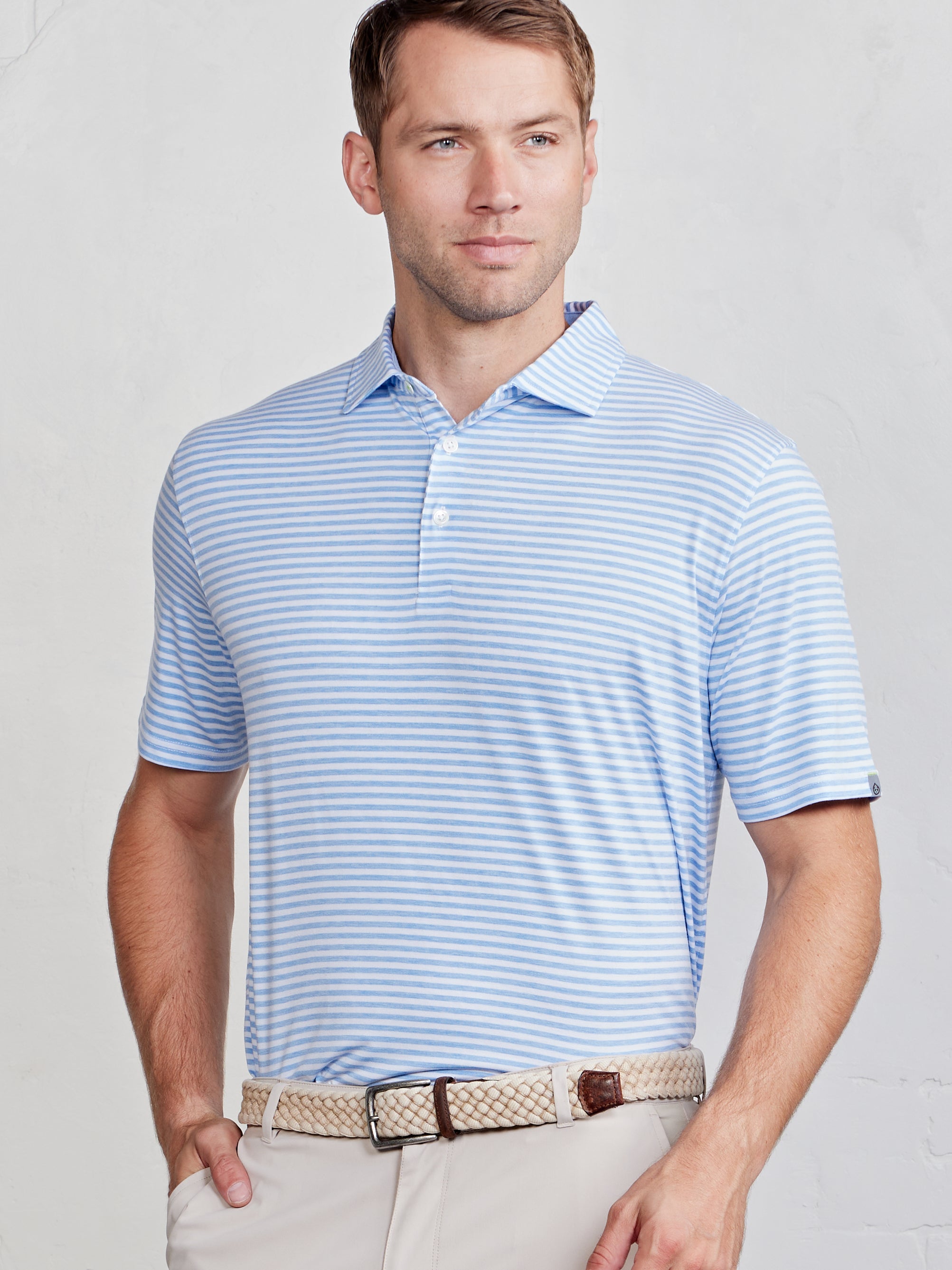 Cloud Polo - Air Stripe - tasc Performance (PolarHeather/White)