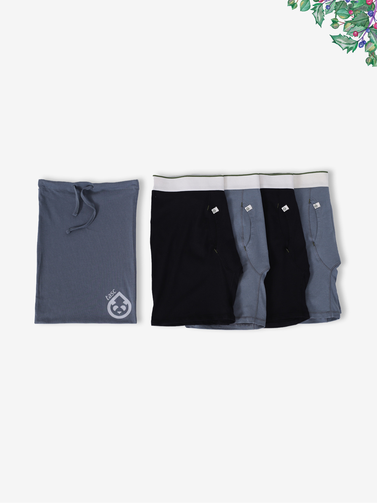 BamBare Boxer Brief 4 Pack (Black/Storm)