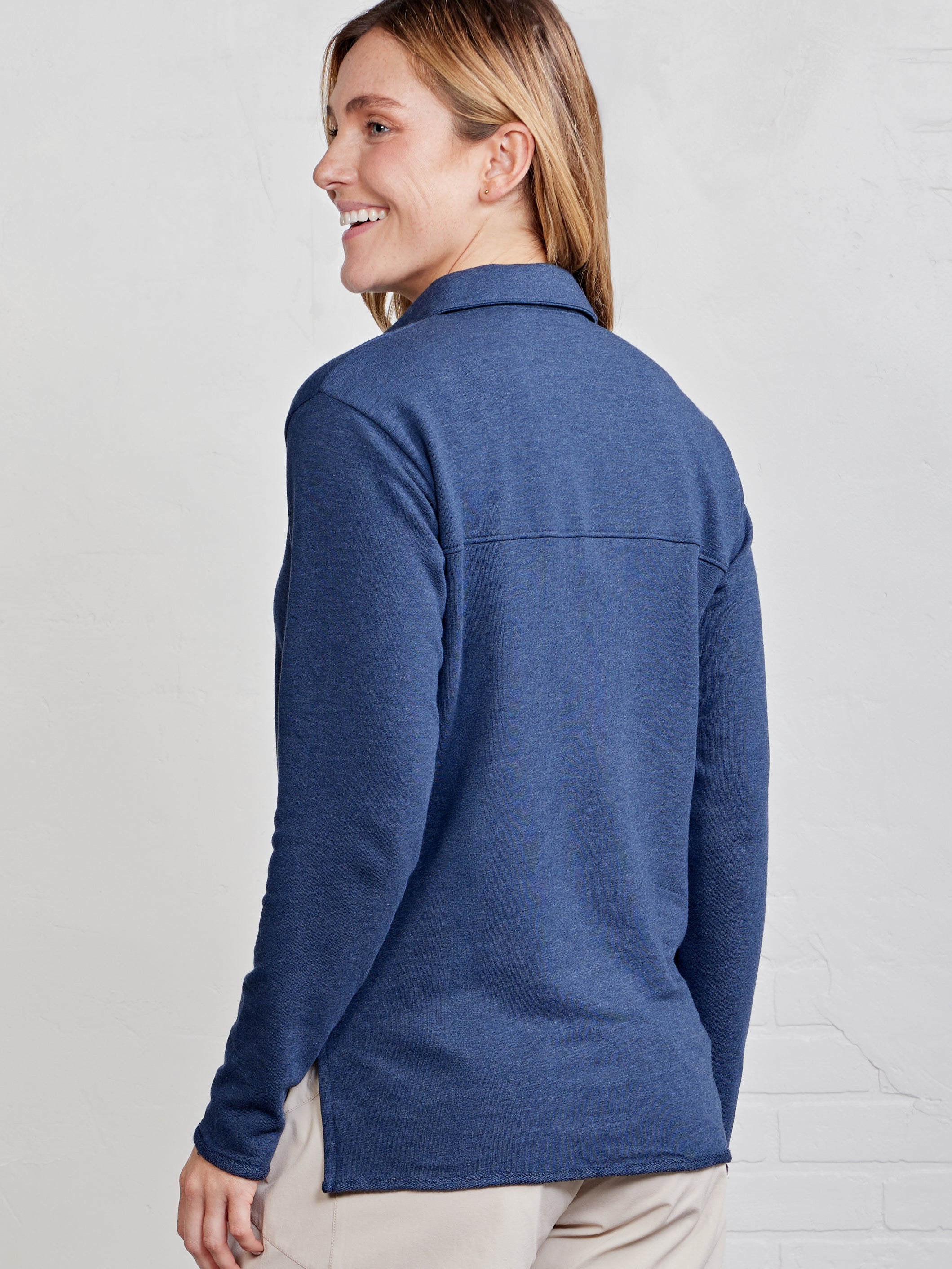 French Terry Polo Sweatshirt - tasc Performance (ClassicNavyHeather)