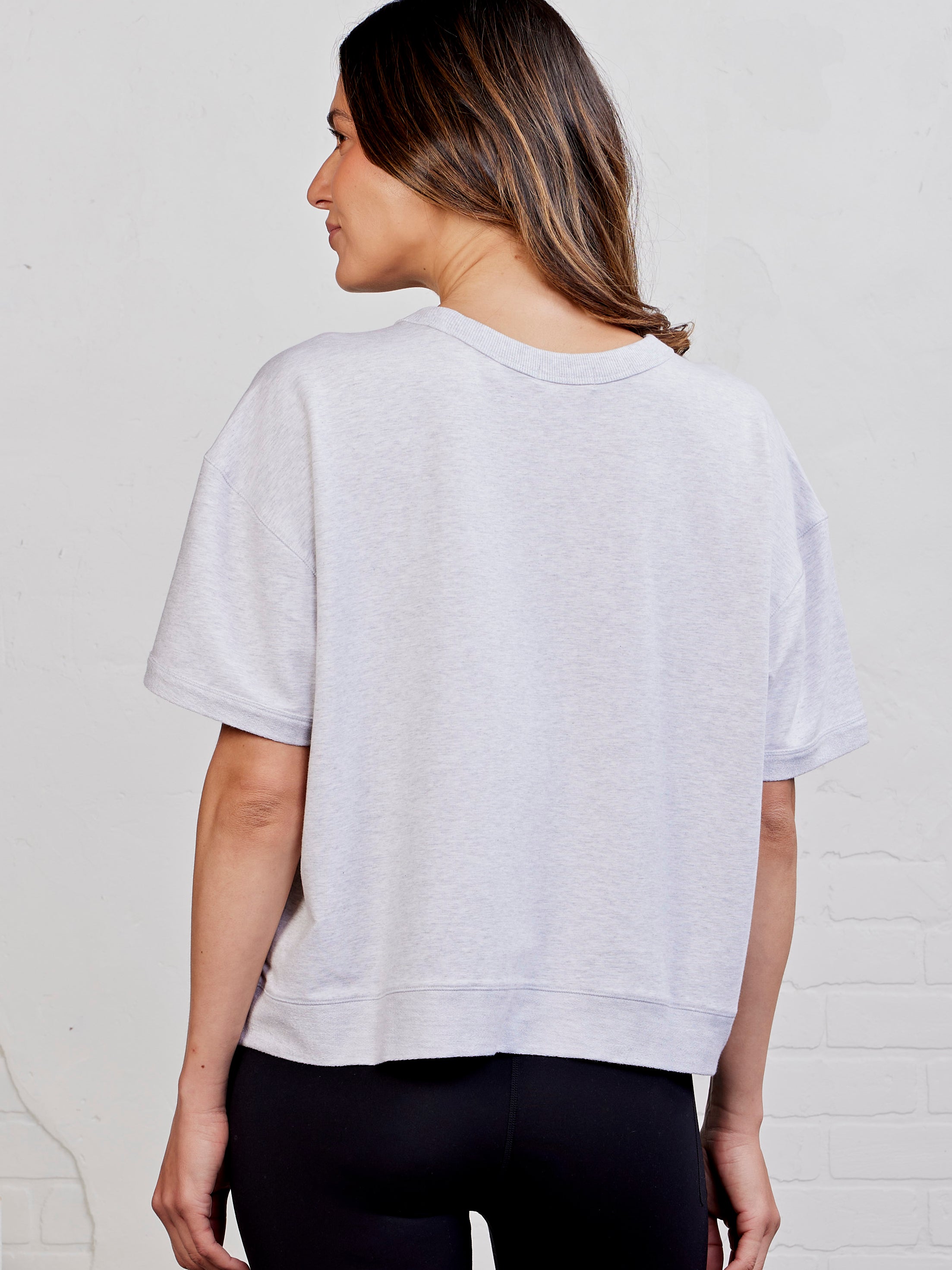 Varsity Boxy Short Sleeve Sweatshirt - tasc Performance (LightHeatherGray)