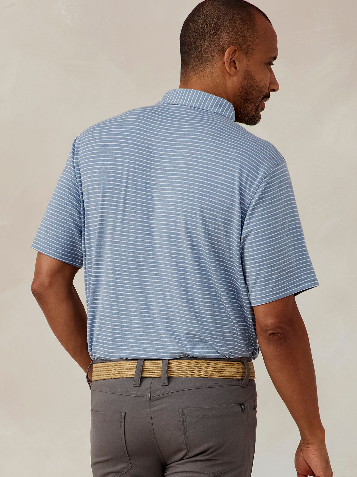 tasc Cloud Polo Brookline Stripe (AnchorHeather/White)