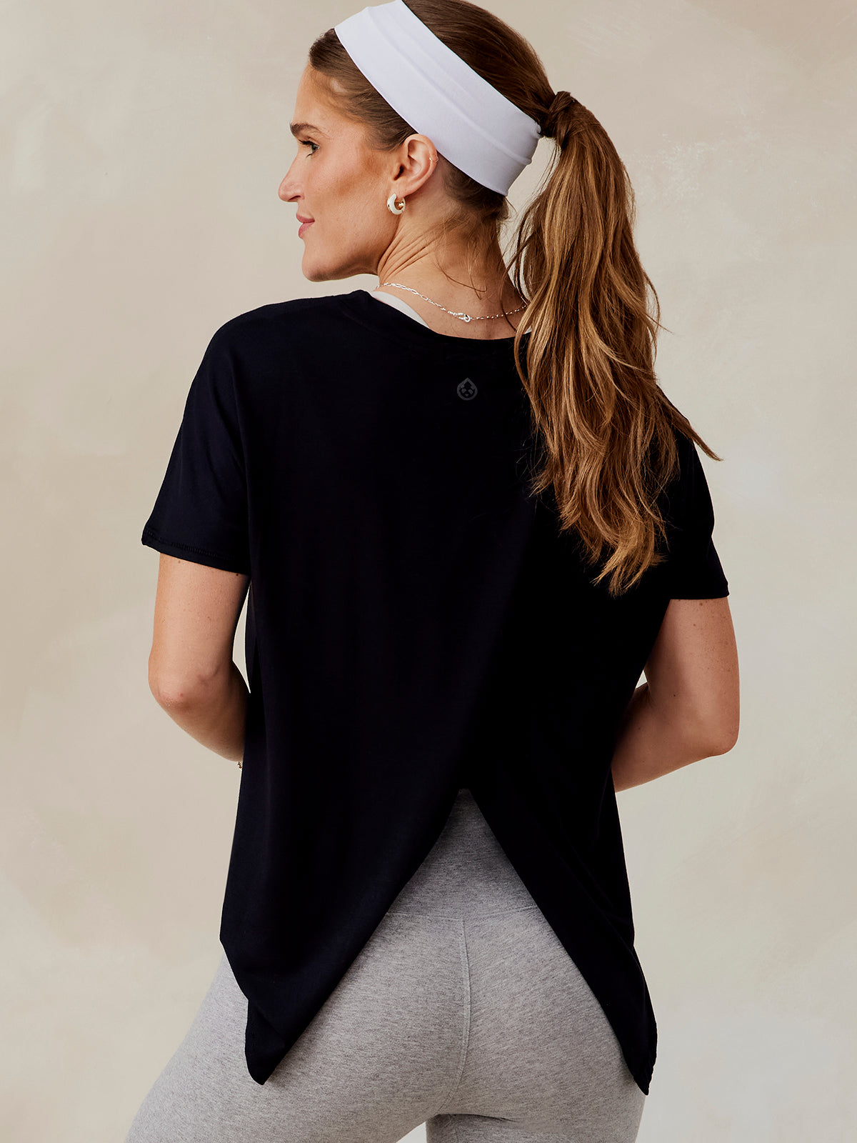 Uptown Luxe Cross Back T-Shirt- tasc Performance (Black)