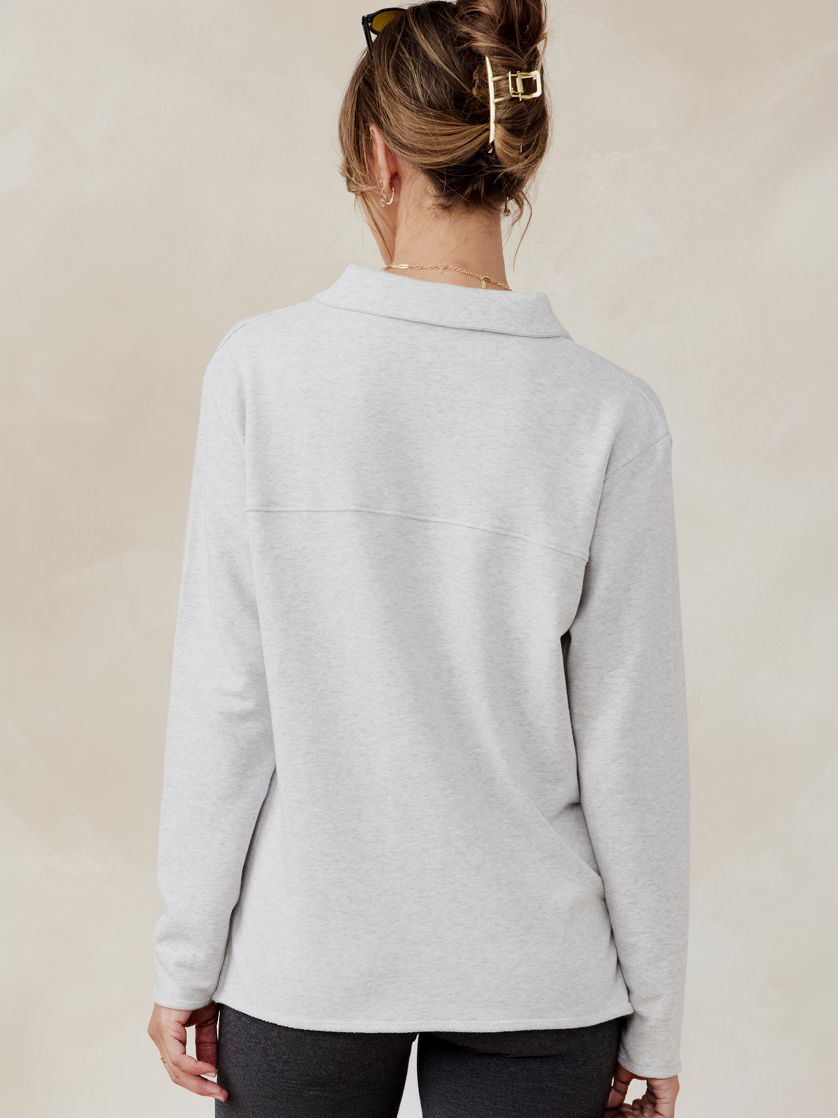 French Terry Polo Sweatshirt - tasc Performance (LightHeatherGray)