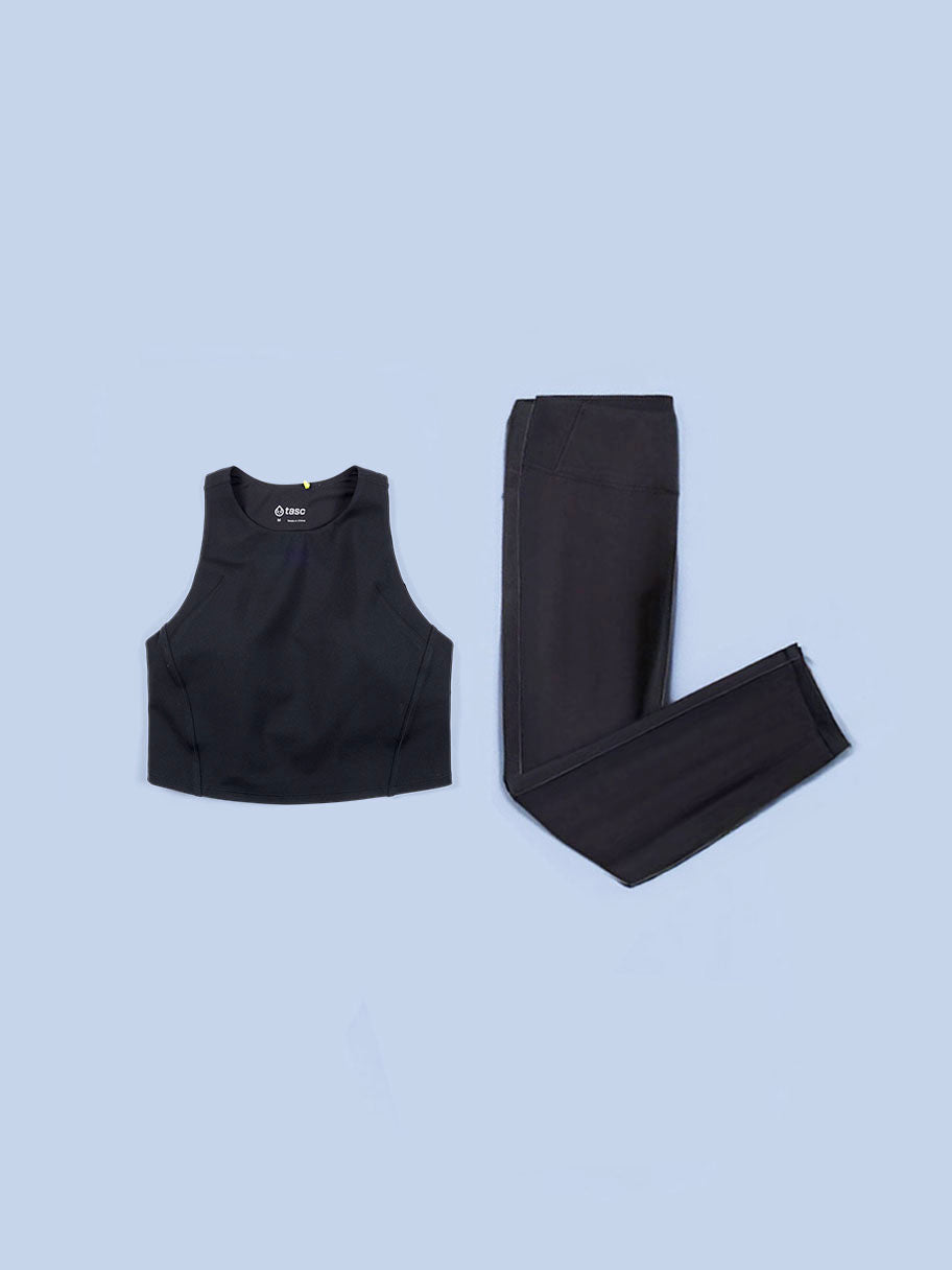 Sculptive Crop Tank with Built in Bra tasc Performance (Black)