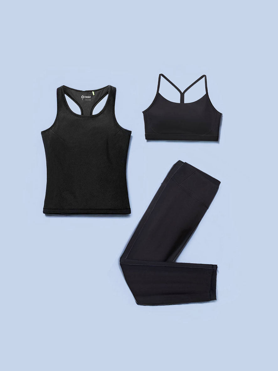 Sculptive Racer Back Tank with Built-in Bra - tasc Performance (Black)