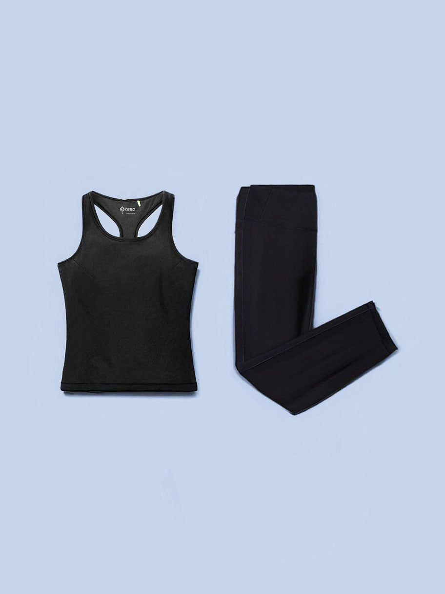 Sculptive Racer Back Tank with Built-in Bra - tasc Performance (Black)