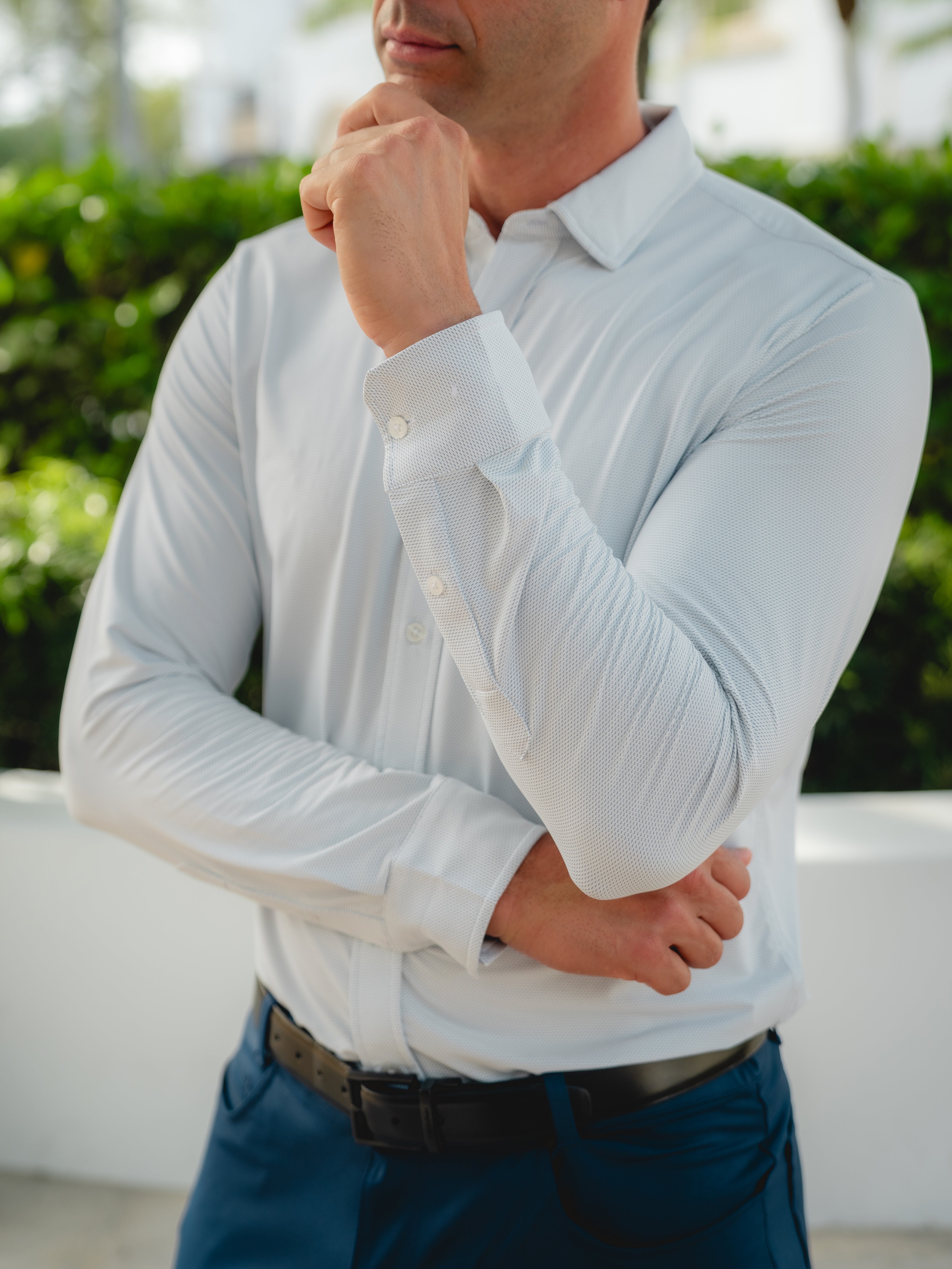 Wayfarer Tailored Fit Performance Button Down - tasc Performance (MarineBirdseye)