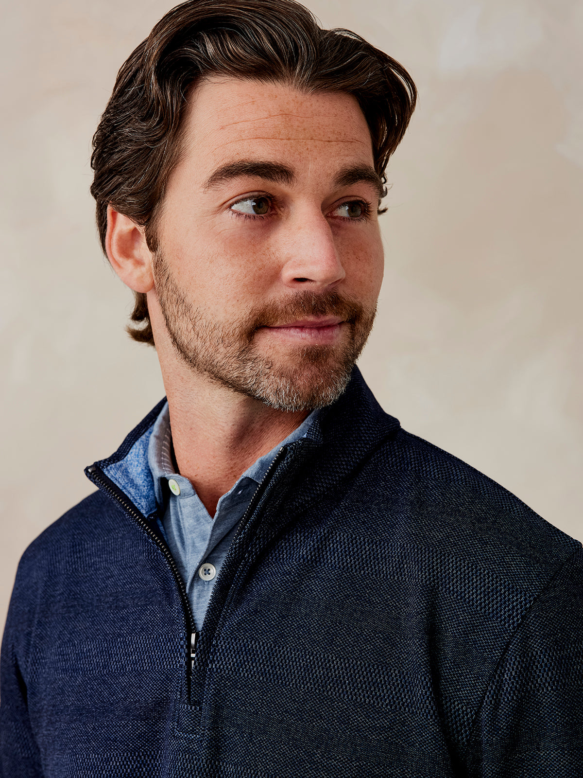 tasc Crest Jacquard Quarter Zip (Navy) 