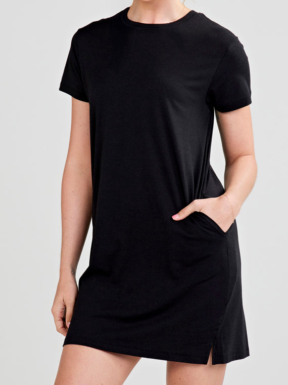 All Day T-Shirt Dress tasc Performance (Black)