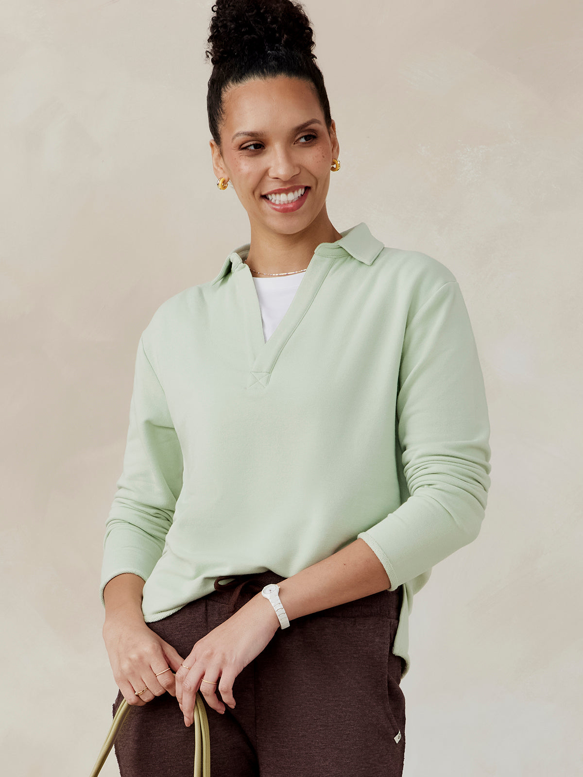 French Terry Polo Sweatshirt - tasc Performance (Sanctuary)