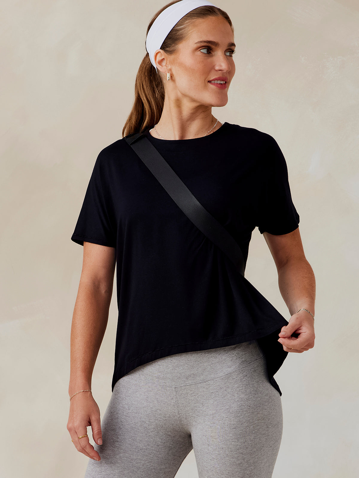 Uptown Luxe Cross Back T-Shirt- tasc Performance (Black)