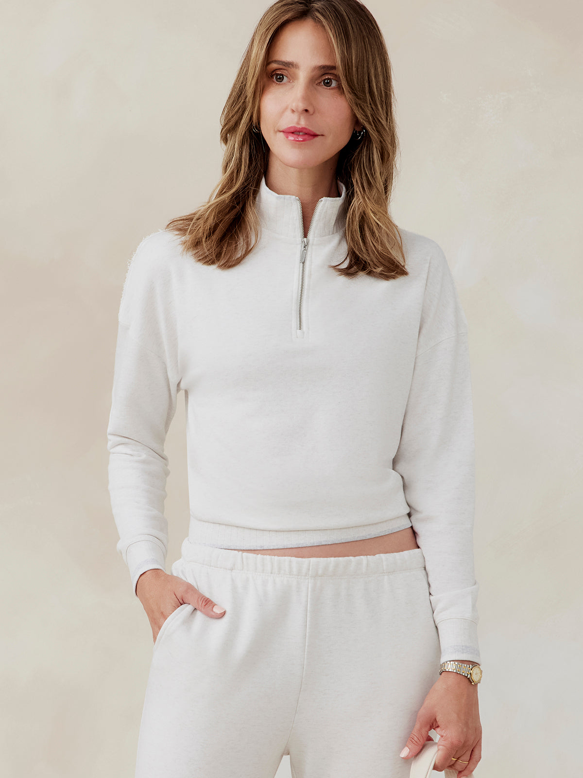tasc Stadium French Terry Half Zip (CoconutHeather)