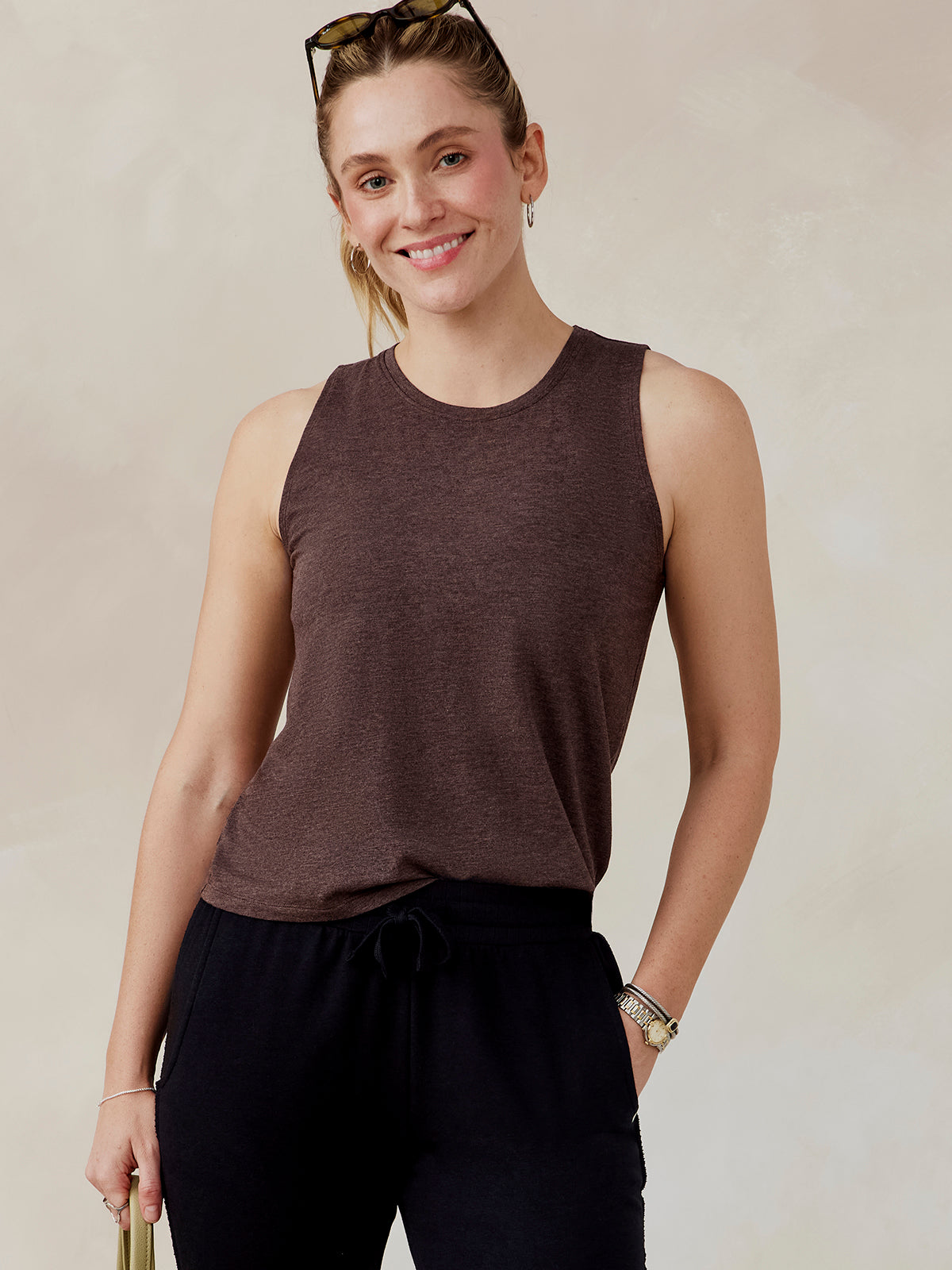 tasc All Day Tank (MochaHeather)