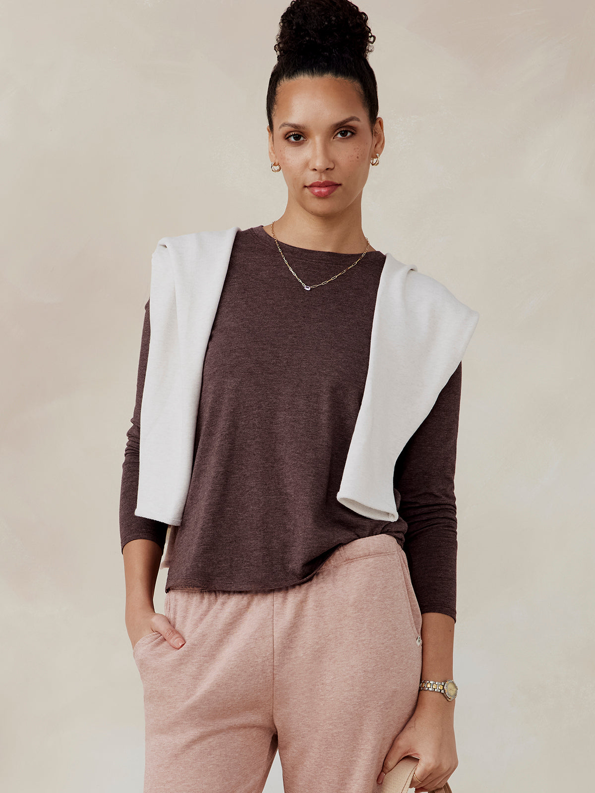 tasc All Day Long Sleeve Shirt (MochaHeather)
