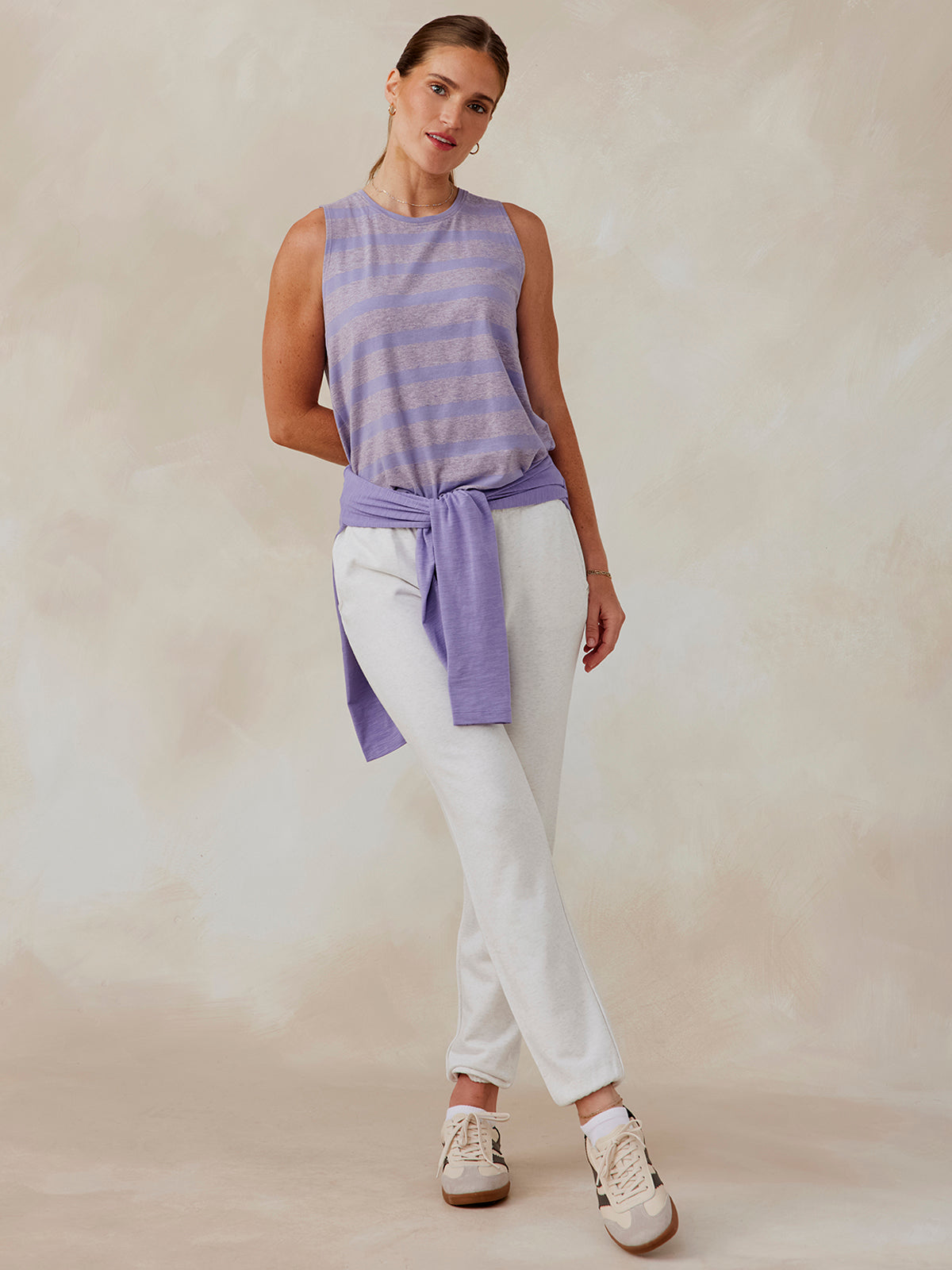 tasc All Day Tank Stripe (EveningHeather/MoonlightLavender)