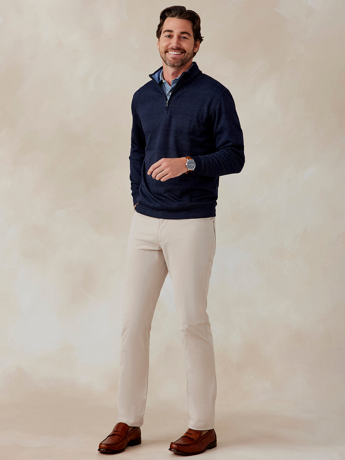 tasc Crest Jacquard Quarter Zip (Navy) 