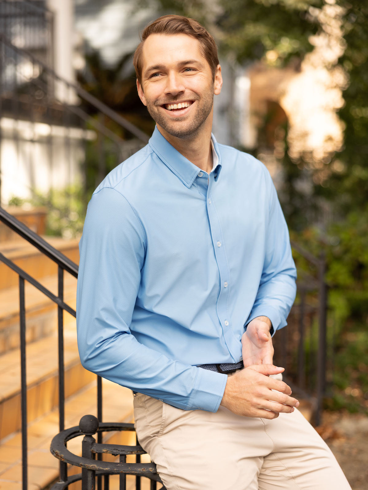 Wayfarer Tailored Fit Performance Button Down - tasc Performance (PolarDiamondOxford)