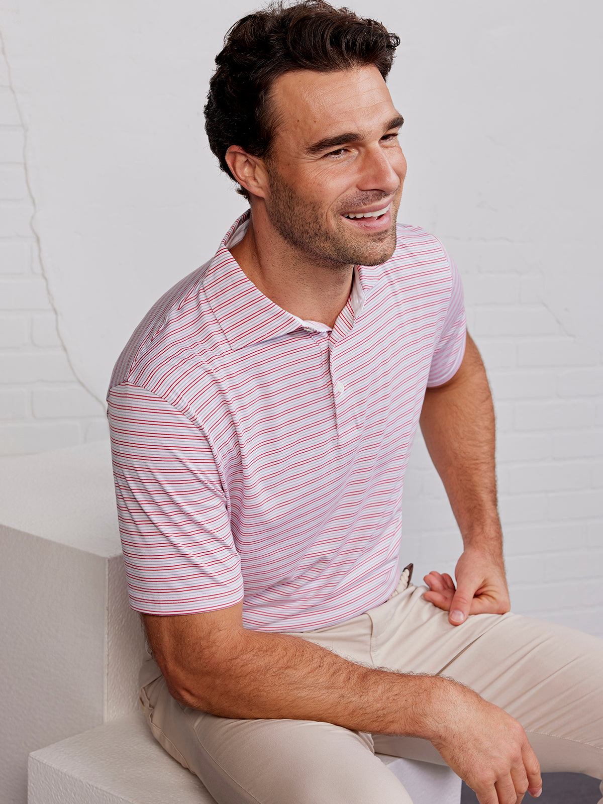 Cloud Polo - Racing Red Doral Stripe – tasc Performance