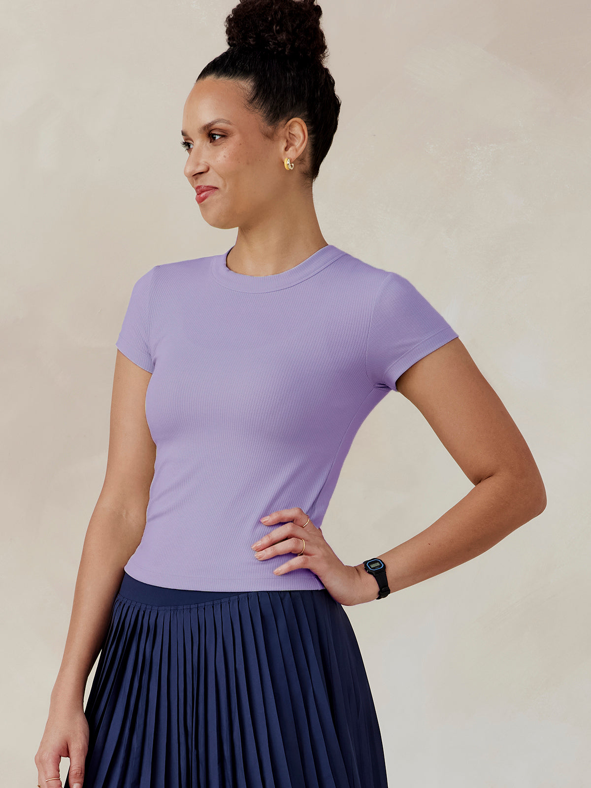 tasc Microluxe Rib Short Sleeve T-Shirt (MoonlightLavender)