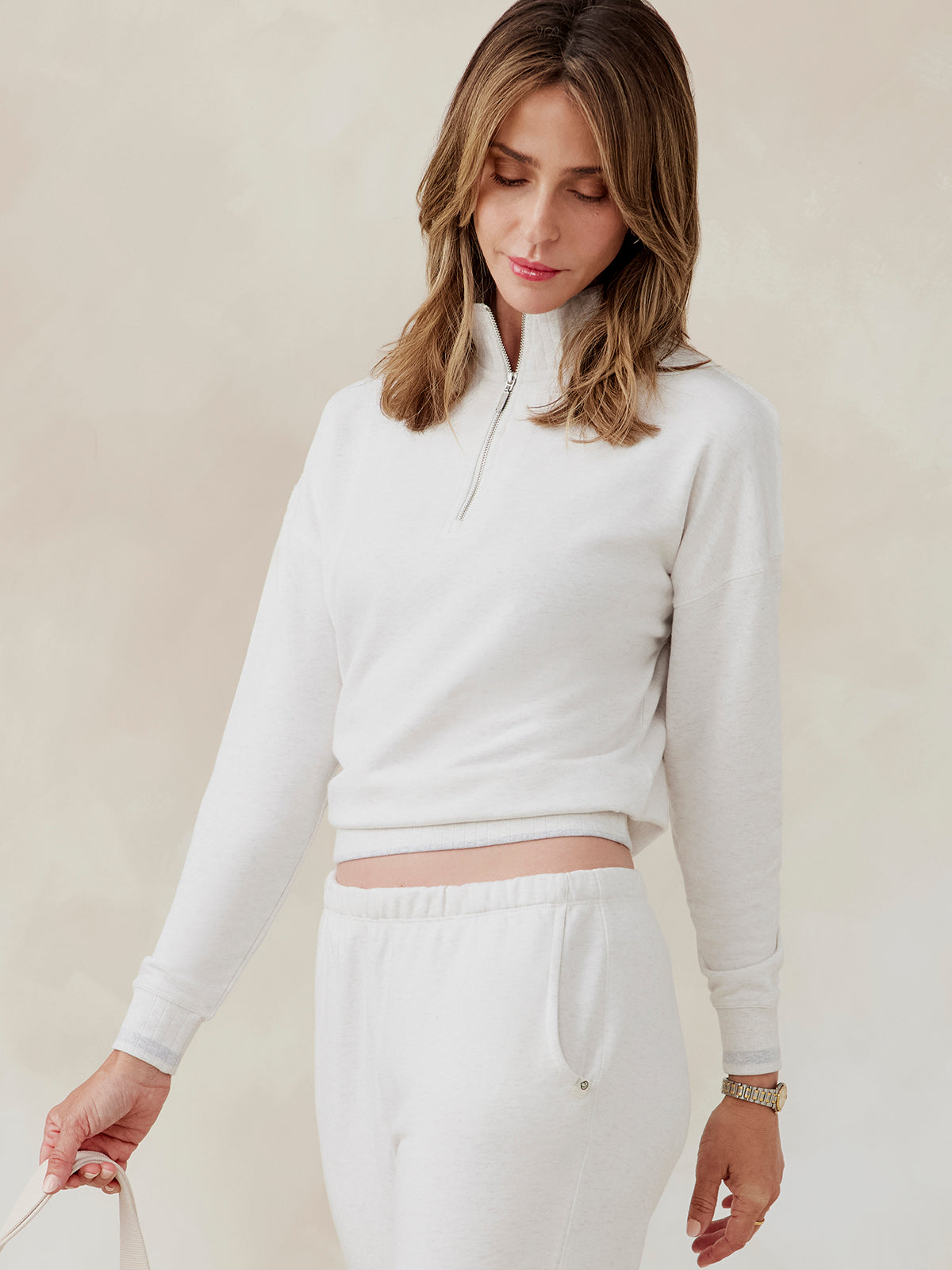 tasc Stadium French Terry Half Zip (CoconutHeather)