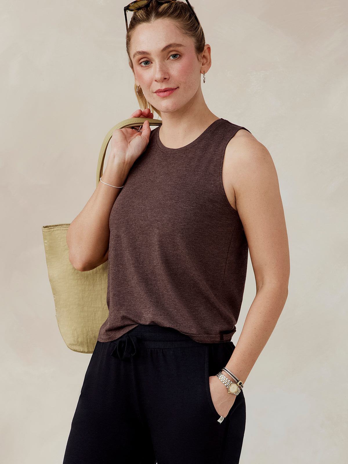 tasc All Day Tank (MochaHeather)