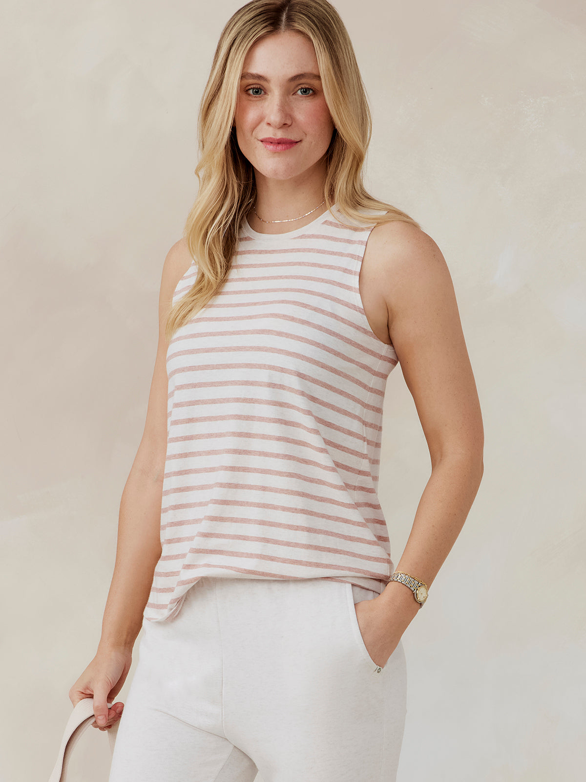 tasc Nola Tank (CoconutHeather/RosyHeather)