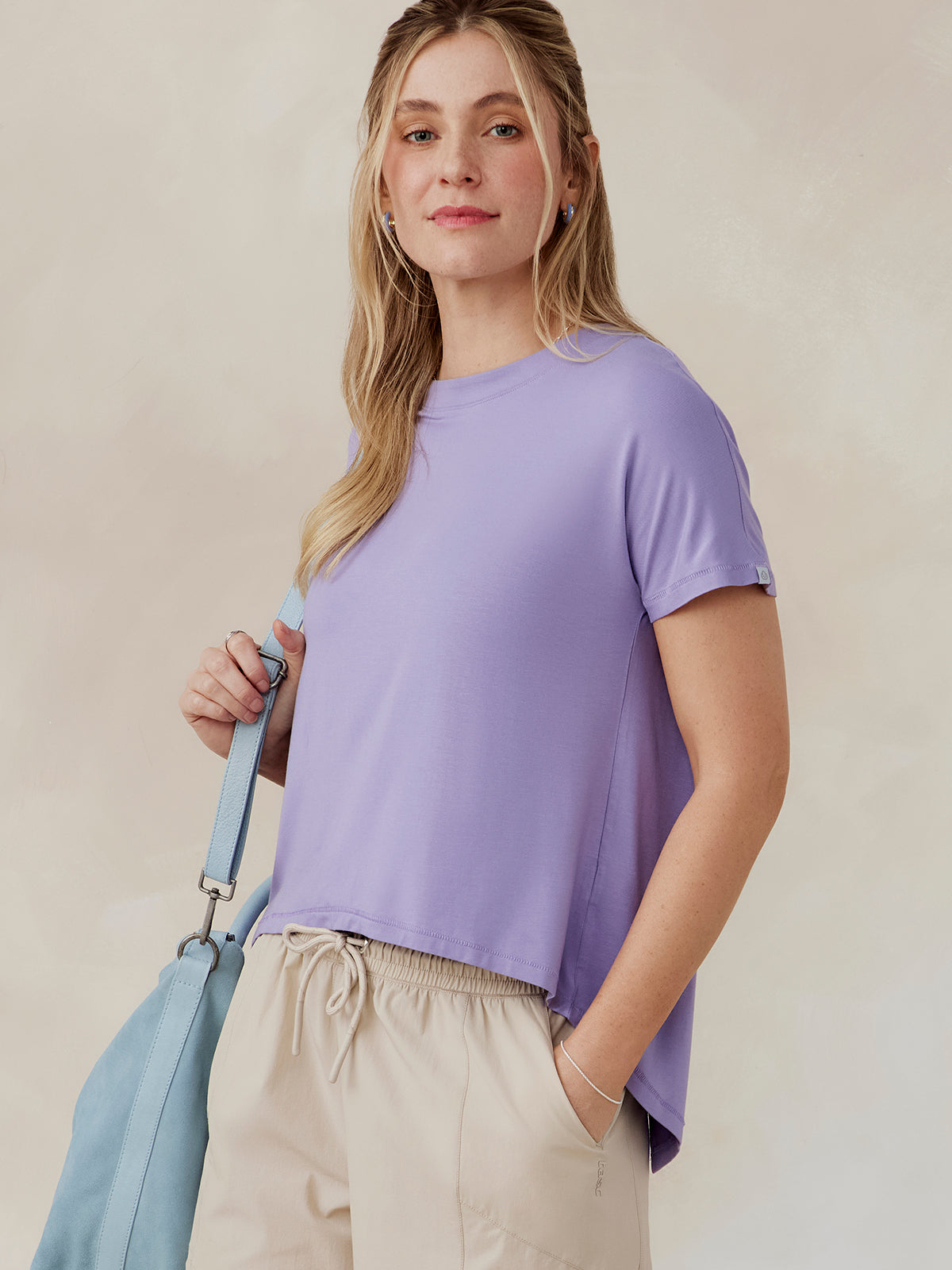 tasc Uptown Luxe Cross Back T-Shirt (MoonlightLavender)