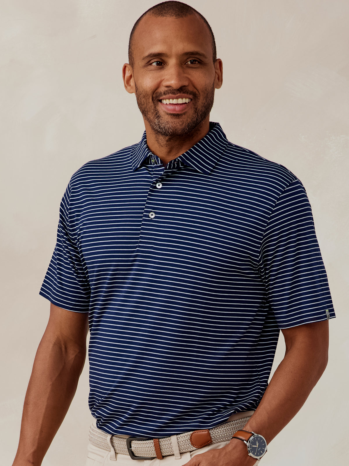 Cloud Lightweight Polo Brookline Stripe - tasc Performance (ClassicNavy/White)