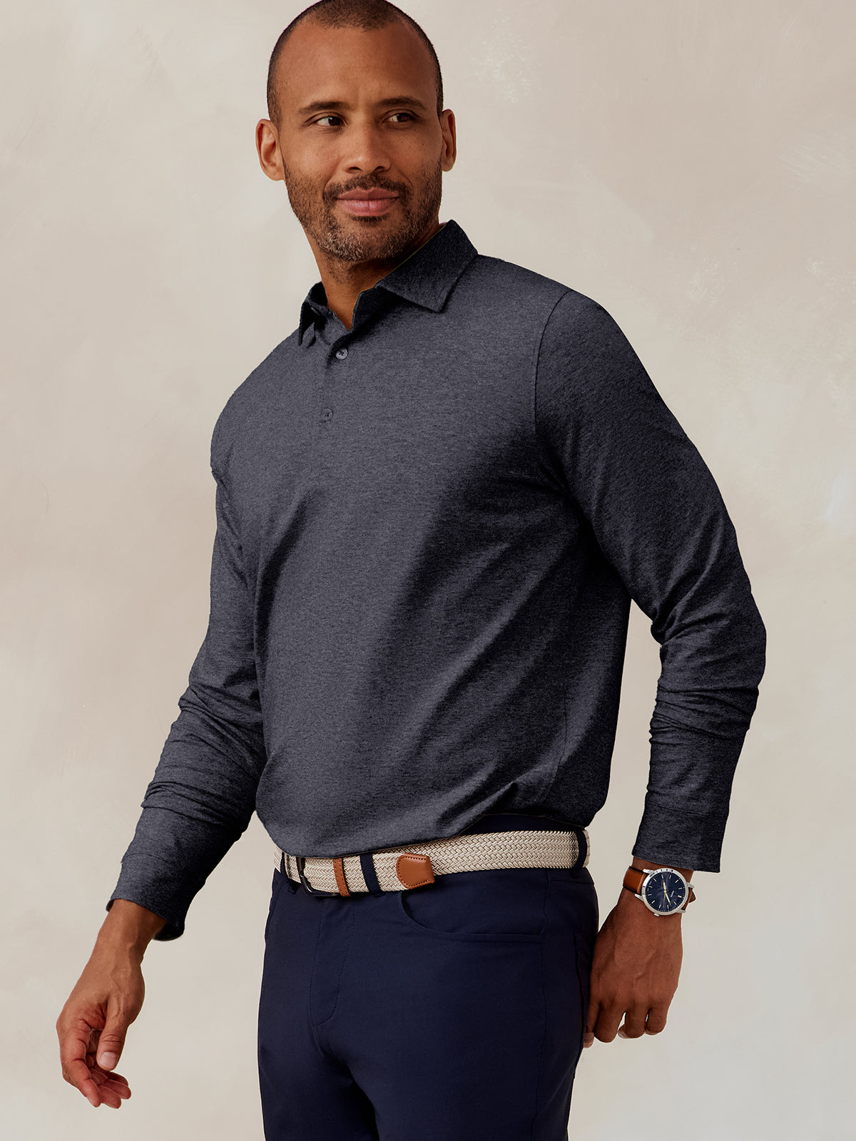 tasc Westport Long Sleeve Polo (IronHeather)