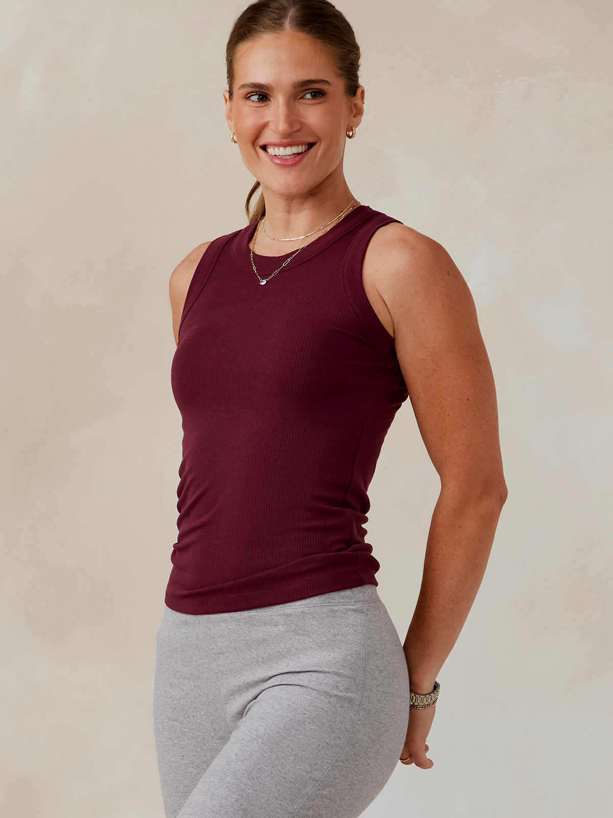 tasc Microluxe Rib Tank (Wineberry)