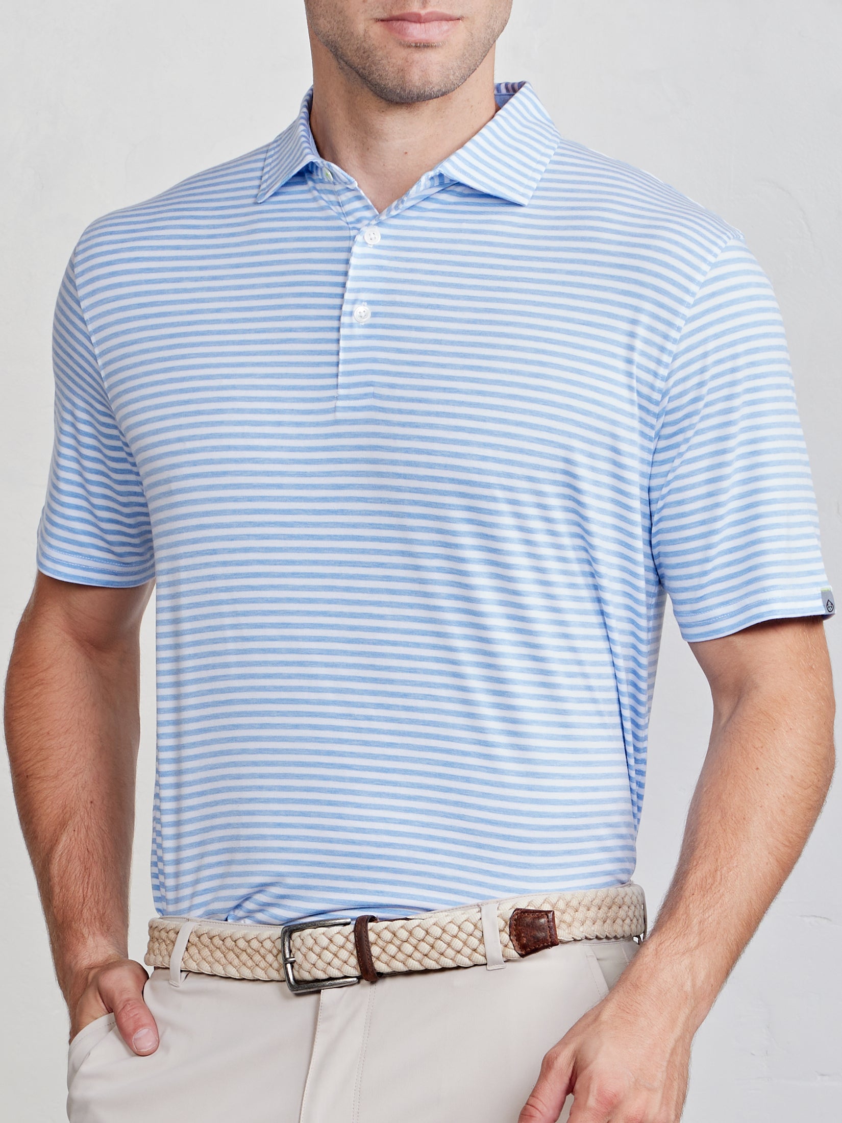 Cloud Polo - Air Stripe - tasc Performance (PolarHeather/White)