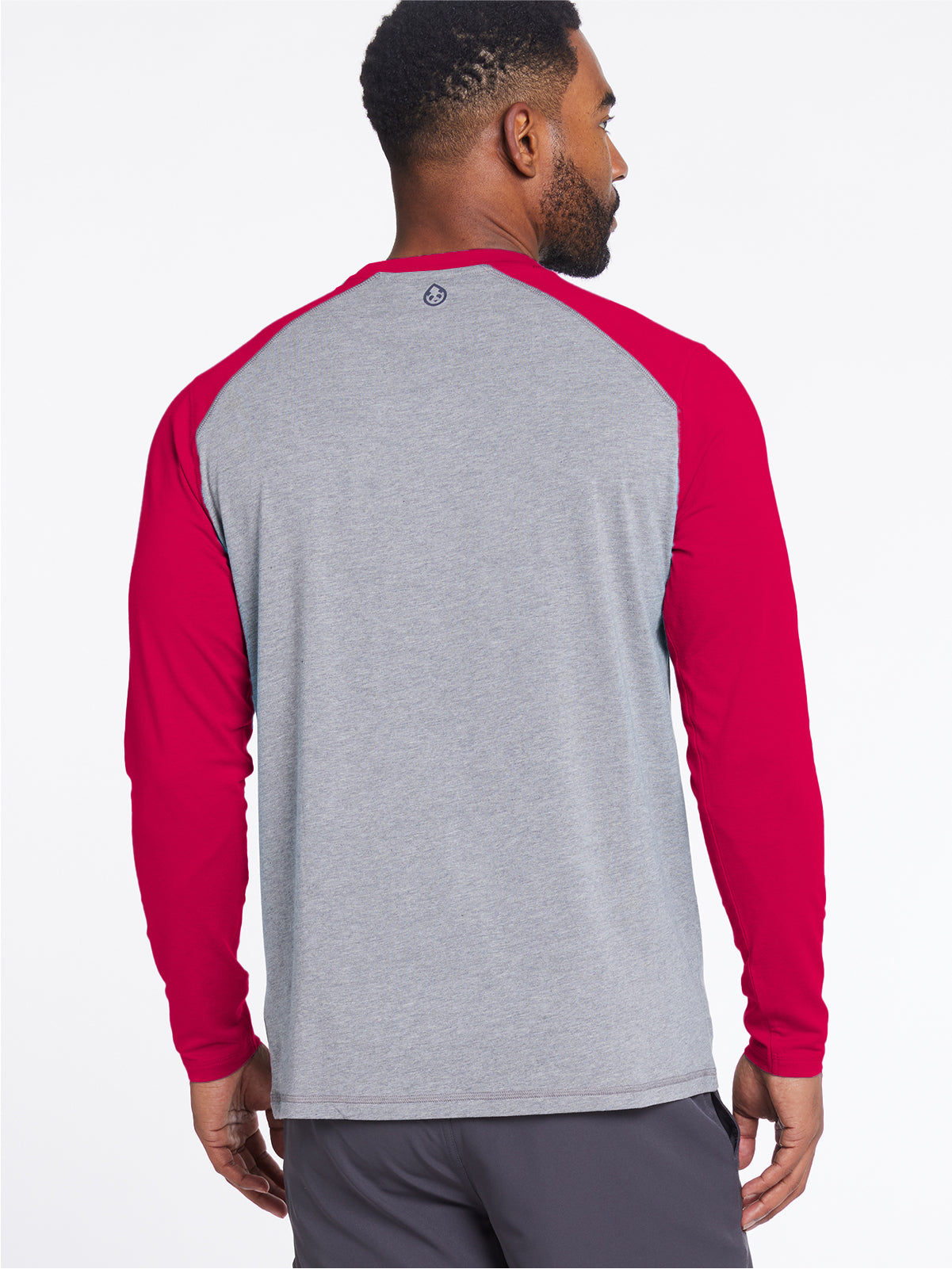 Carrollton Blocked Long Sleeve Fitness T-Shirt - tasc Performance (LightHeatherGray/Crimson)