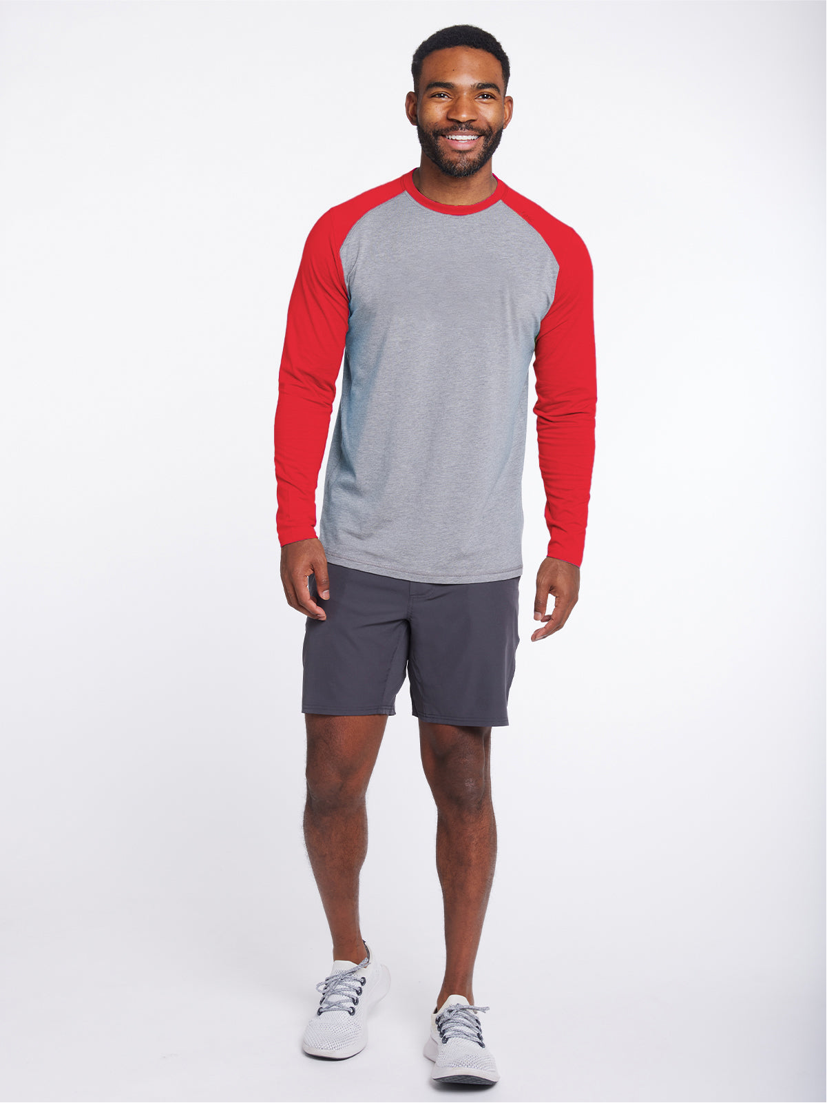 Carrollton Blocked Long Sleeve Fitness T-Shirt - tasc Performance (LightHeatherGray/BrightRed)