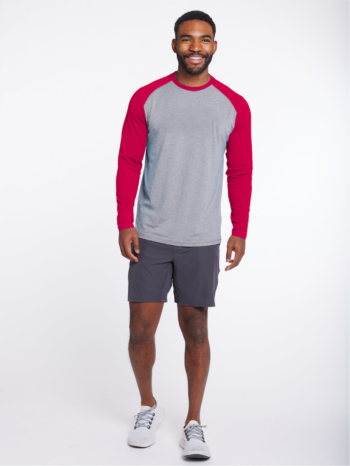 Carrollton Blocked Long Sleeve Fitness T-Shirt - tasc Performance (LightHeatherGray/Crimson)