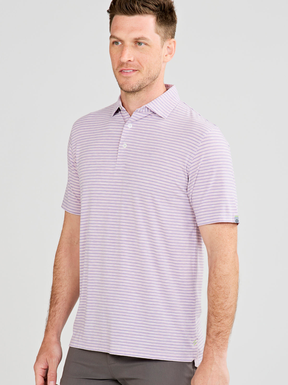 Cloud Polo - Brookline Stripe - tasc Performance (LilacHeather/Violet)